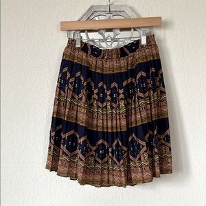 Edme & Esyllte • Navy and Terracotta Mini Pleated Skirt